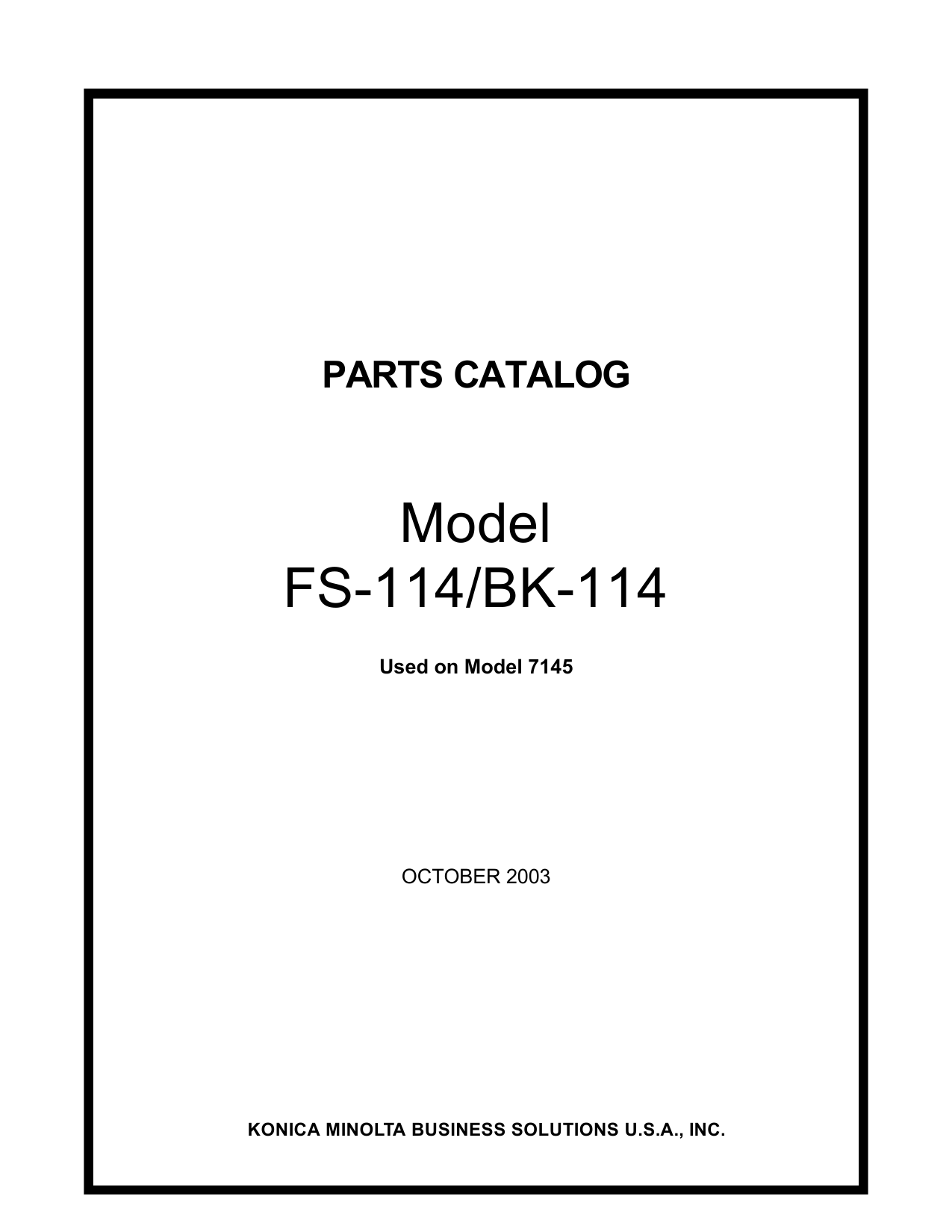 Konica-Minolta Options FS-114 BK-114 Parts Manual-1